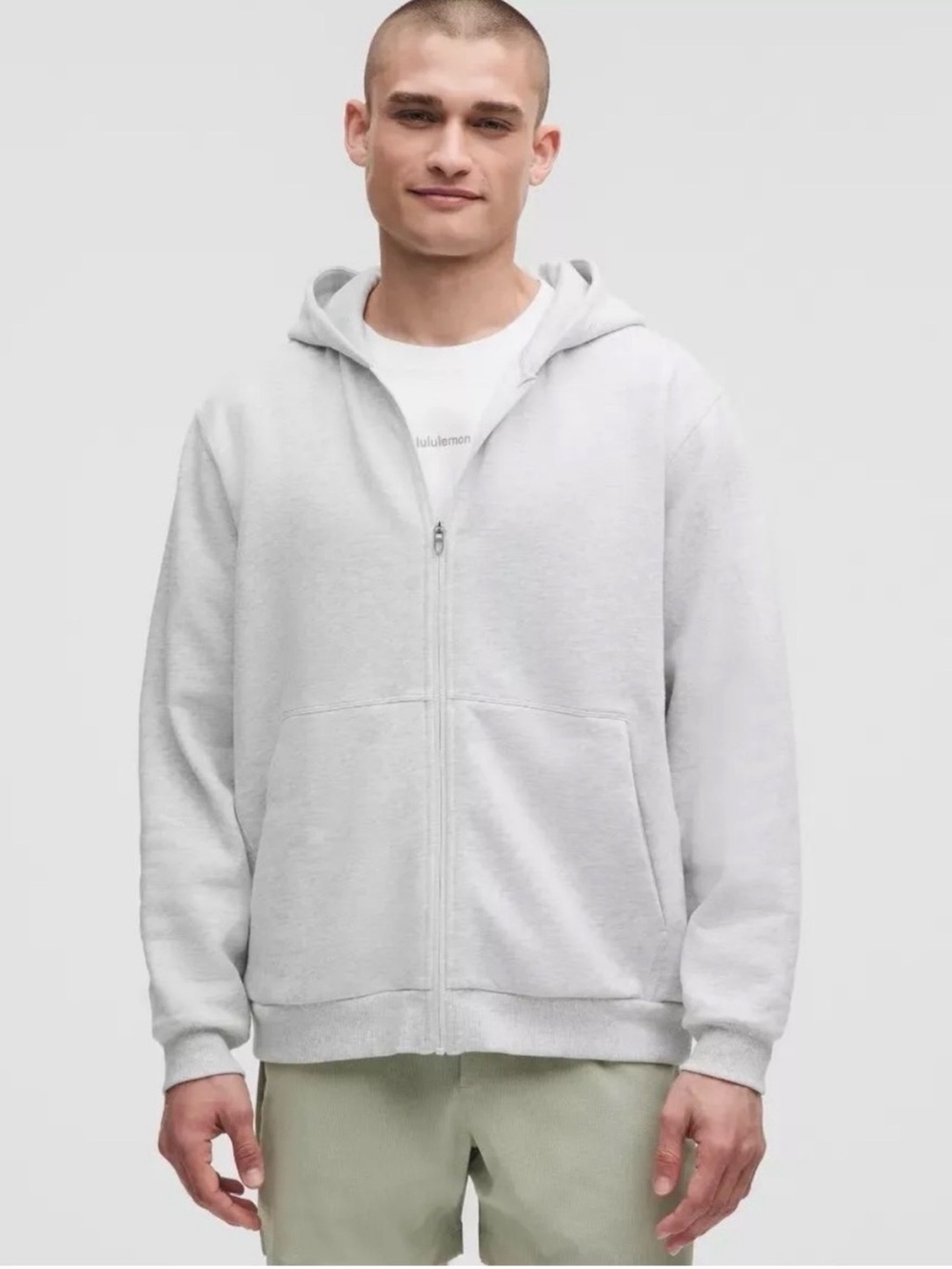 NWT Lululemon Light Gray Full-Zip Hooded Sweatshirt